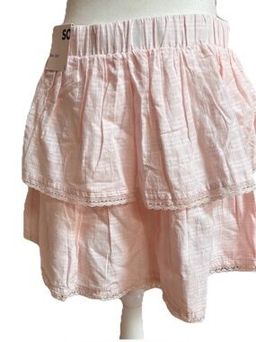 SO Soft Pink Tiered Layered Mini Skirt Women’s Size Large NWT
